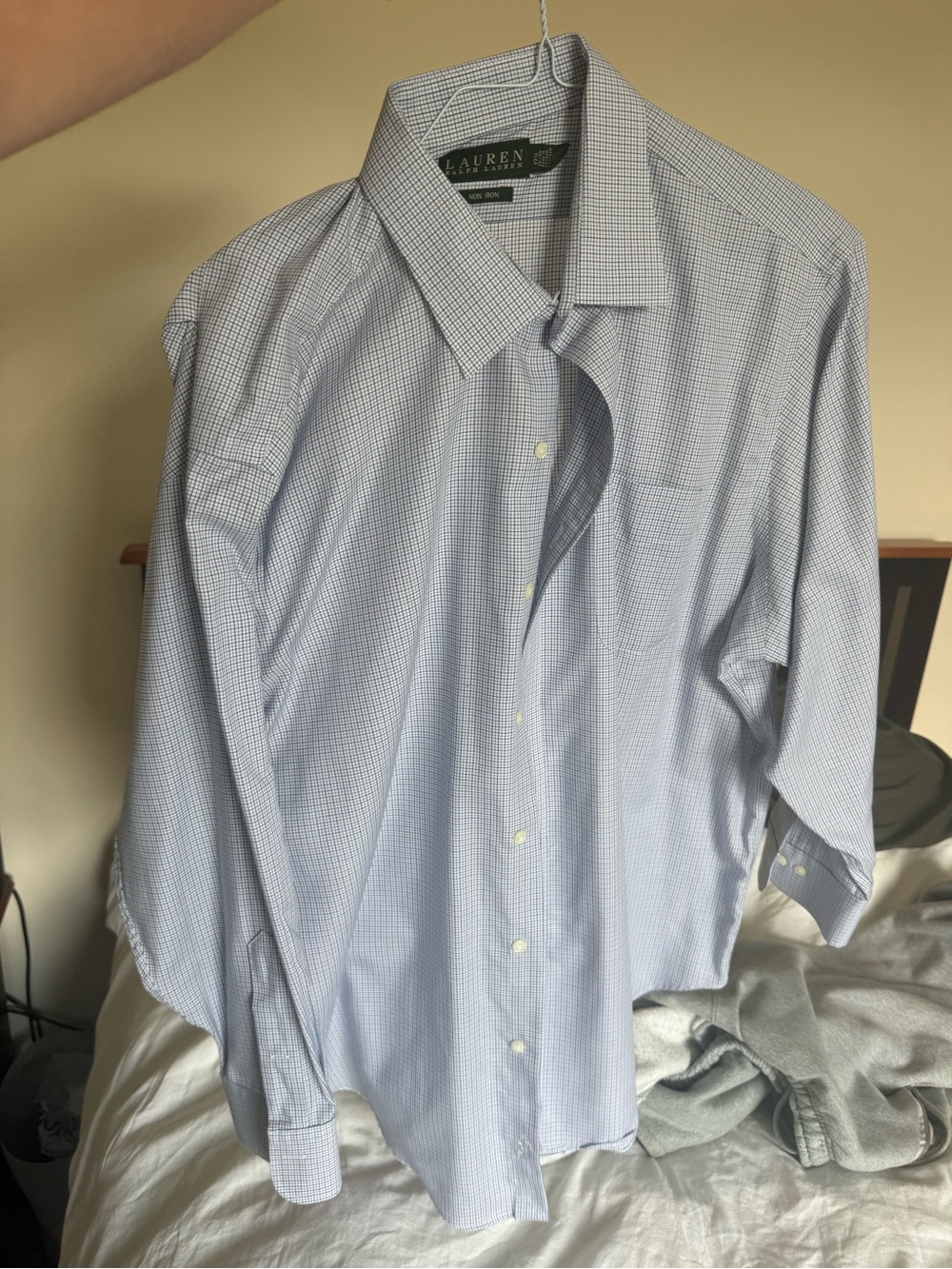 Lauren Ralph Lauren Light Blue Checked Dress Shirt - Men's 17 1/2